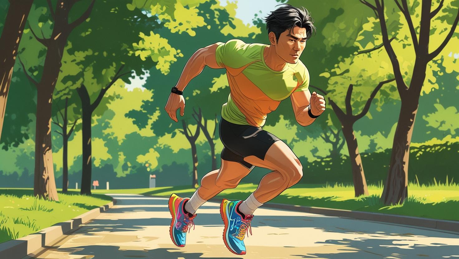 男性が履くランニングシューズの画像イラスト風